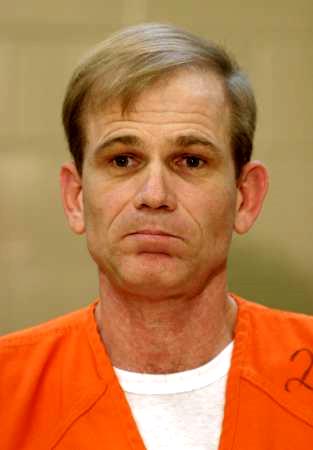 Convicted murderer Paul Hill gives his last press conference in Starke, Florida, September 2, 2003. The anti-abortion activist, who murdered a doctor and bodyguard at a Florida abortion clinic, said Tuesday on the eve of his execution that his death would make him a martyr and he expected others to follow in his footsteps. Barring a last-minute stay, Hill will be executed by chemical injection Wednesday, becoming the first killer of a doctor who provided abortions to be executed in the United States.   REUTERS/Charles W. Luzier
