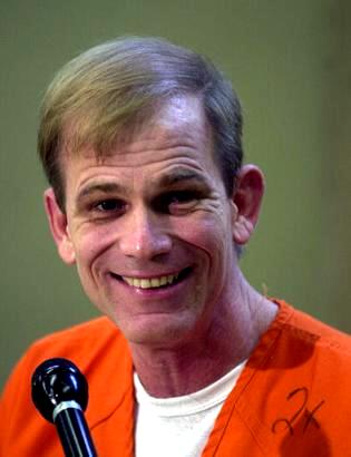 Paul Hill smiles during a news conference at the Florida State Prison in Starke, Fla., Tuesday Sept. 2, 2003. Hill is scheduled to be executed Wednesday for the slayings of Dr. John Britton and his escort James Barrett outside an abortion clinic in Pensacola, Fla., in 1994. (AP Photo/Peter Cosgrove)
