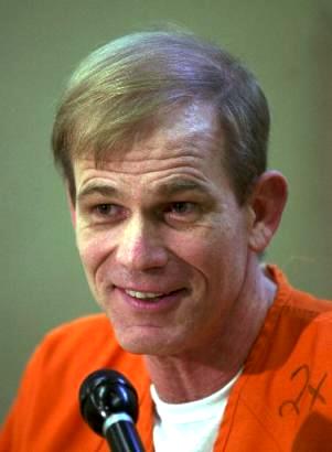 Paul Hill speaks during a news conference at the Florida State Prison in Starke, Fla., Tuesday, Sept. 2, 2003. Hill is scheduled to be executed Wednesday for the slayings of Dr. John Britton and his escort James Barrett outside an abortion clinic in Pensacola, Fla., in 1994. (AP Photo/Peter Cosgrove)